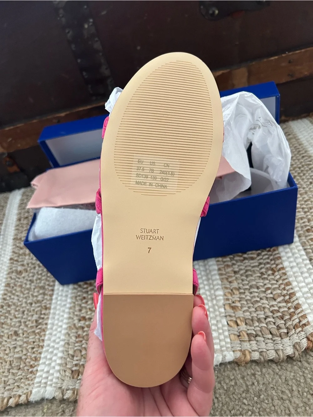 Stuart Weitzman Hot Pink Braided Slingback Sandals